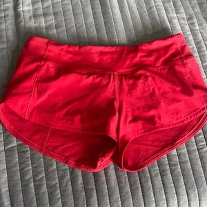 Red LuLuLemon “speed up” shorts